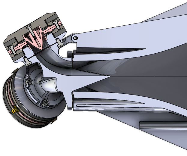 Harmans prinsippillustrasjon av D2-driver, tri-manifold og horn. Summit Everest bruker tre D2820-drivere.